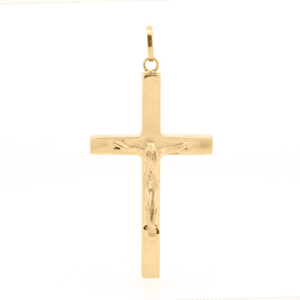 9ct Yellow Gold Square Tube Hollow Crucifix