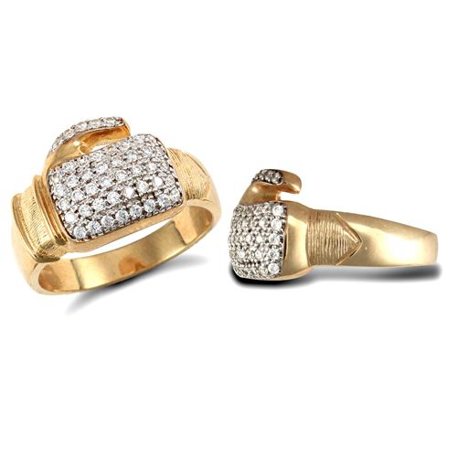 9ct Yellow Gold Cubic Zirconia Boxing Glove Ring