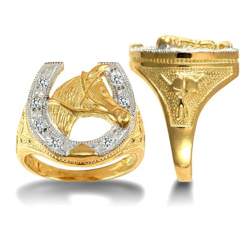 9ct Yellow Gold Cubic Zirconia Horse Shoe Ring