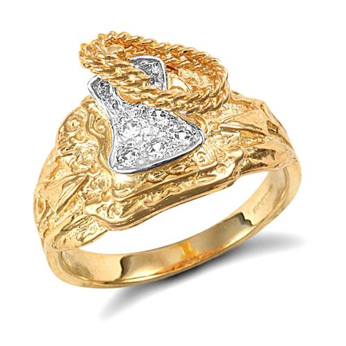9ct Yellow Gold Cubic Zirconia Saddle Ring