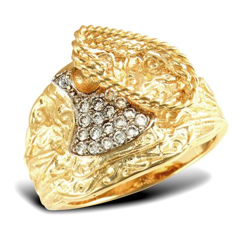 9ct Yellow Gold Cubic Zirconia Saddle Ring