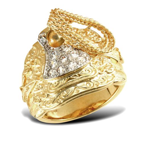 9ct Yellow Gold Cubic Zirconia Saddle Ring
