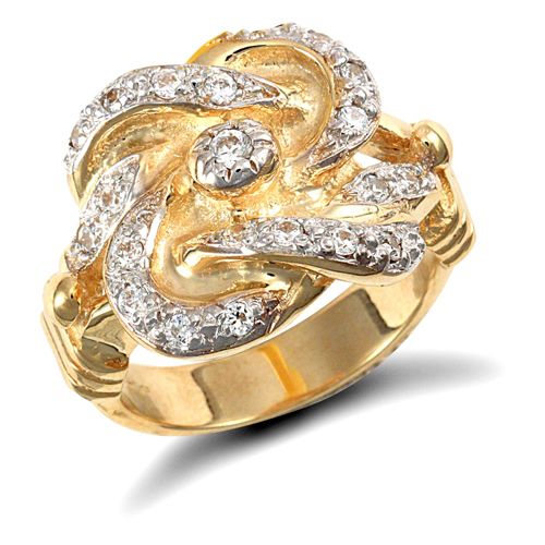 9ct Yellow Gold Cubic Zirconia Knot Ring