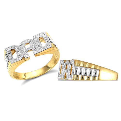 9ct Yellow Gold Cubic Zirconia Dad Ring
