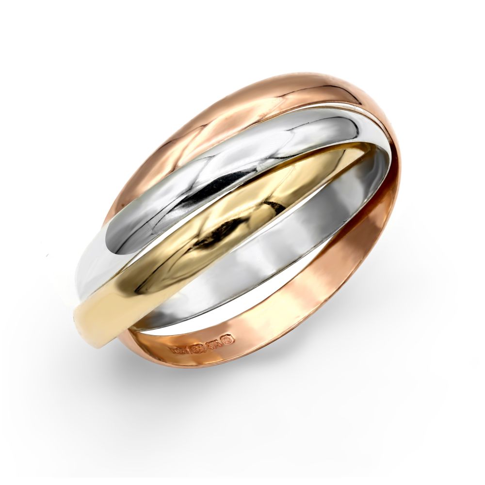 JRN156- | 9ct 3 Colour Gold Russian Wedding Ring