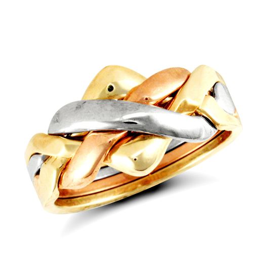9ct 3 Colour Gold 4 Piece Puzzle Ring