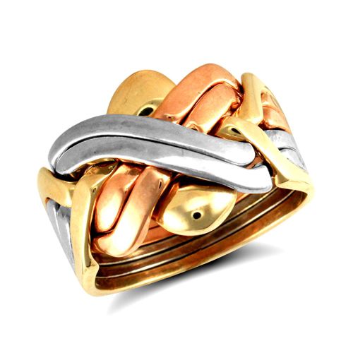 9ct 3 Colour Gold 6 Piece Puzzle Ring