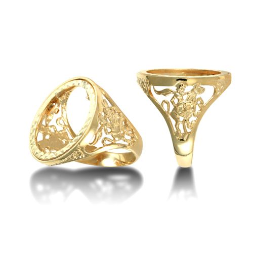 9ct Yellow Gold Full St George Sovereign Ring