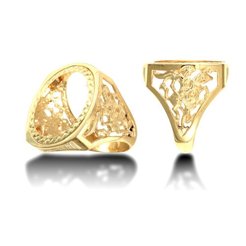 9ct Yellow Gold Full St George Sovereign Ring