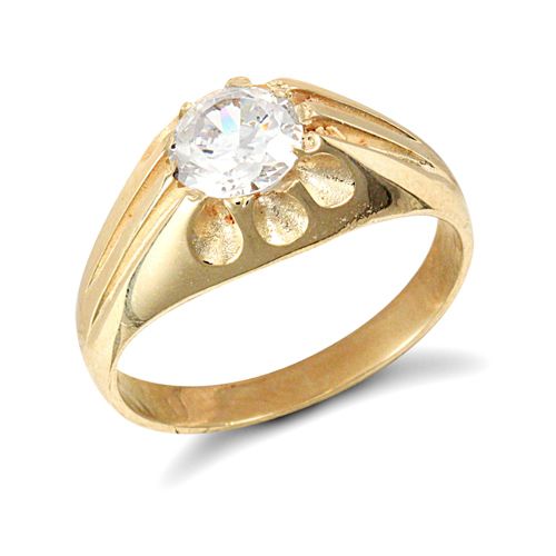 9ct Yellow Gold Gents Cubic Zirconia Ring