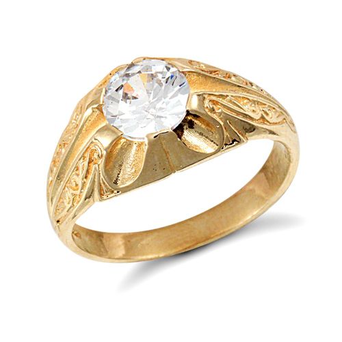 9ct Yellow Gold Gents Cubic Zirconia Ring