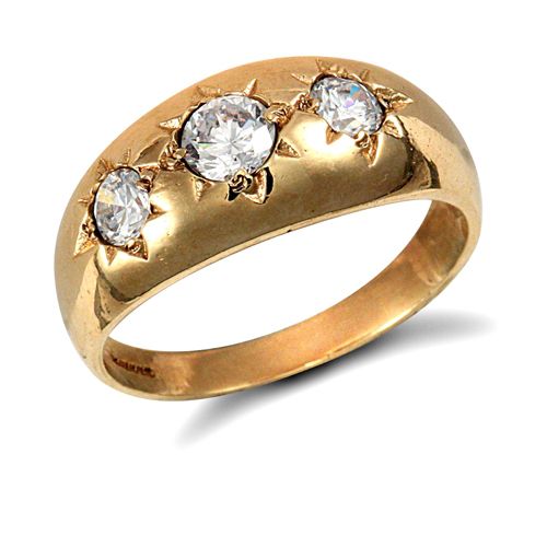 9ct Yellow Gold Gents Cubic Zirconia Ring