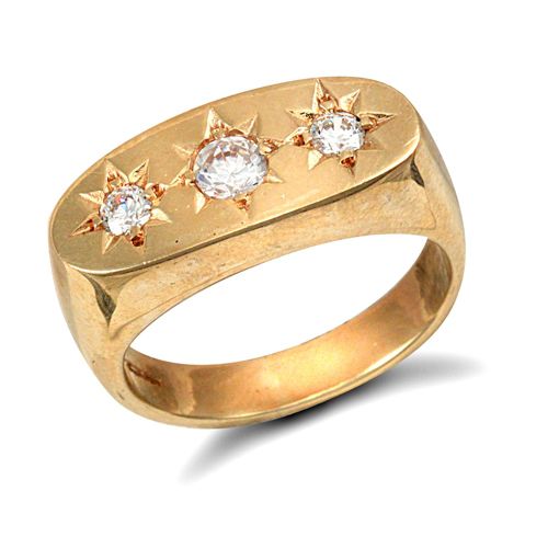 9ct Yellow Gold Gents Cubic Zirconia Ring