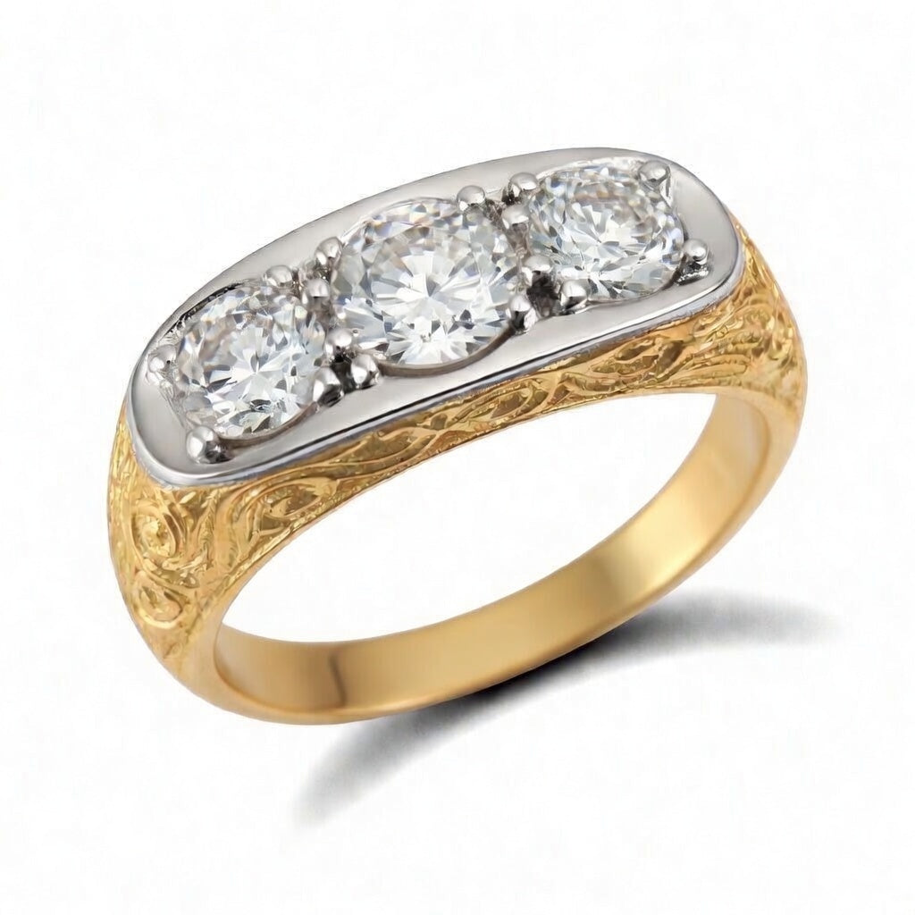 9ct Yellow Gold Gents Cubic Zirconia Ring