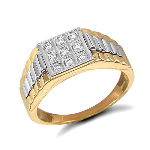 9ct Yellow Gold Gents Cubic Zirconia Ring