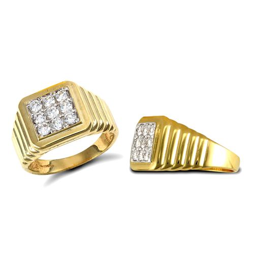 9ct Yellow Gold Gents Cubic Zirconia Ring