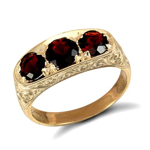 9ct Yellow Gold Gents Garnet Ring