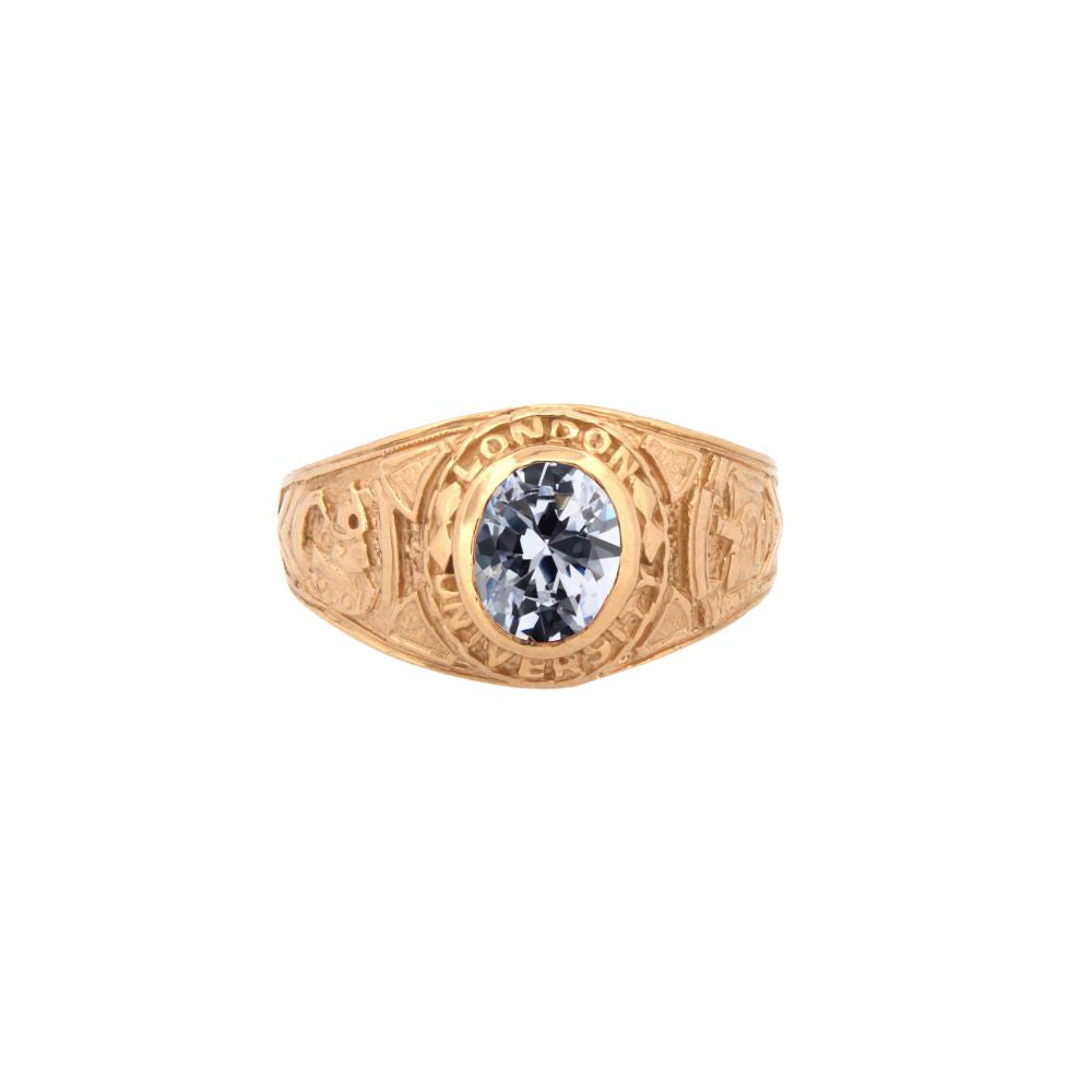 9ct Yellow Gold Cubic Zirconia Stone College Ring