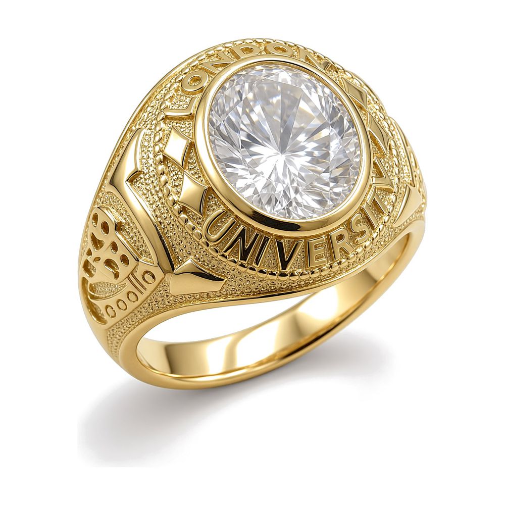 9ct Yellow Gold Cubic Zirconia Stone College Ring