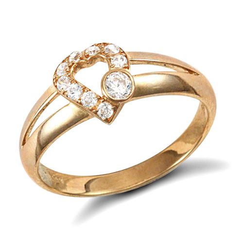 9ct Yellow Gold Cubic Zirconia Heart Ring