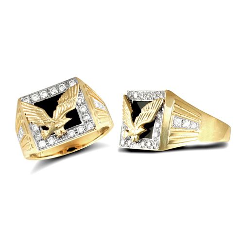 9ct Yellow Gold Gents Cubic Zirconia Ring