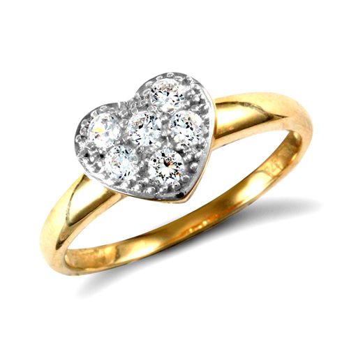 9ct Yellow Gold Cubic Zirconia Heart Ring