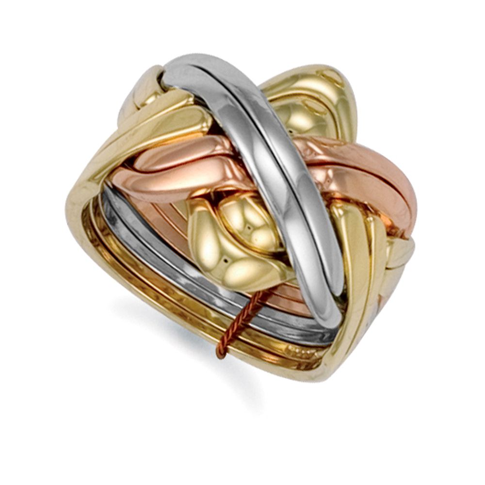 9ct 3 Colour Gold 8 Piece Puzzle Ring
