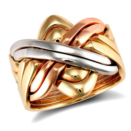 9ct 3 Colour Gold 8 Piece Puzzle Ring
