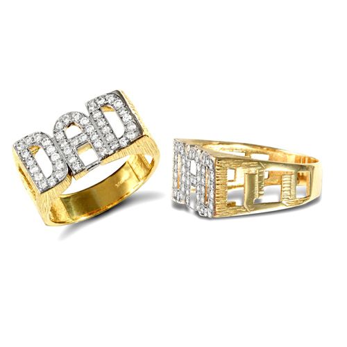 9ct Yellow Cubic Zirconia 'Dad' Ring