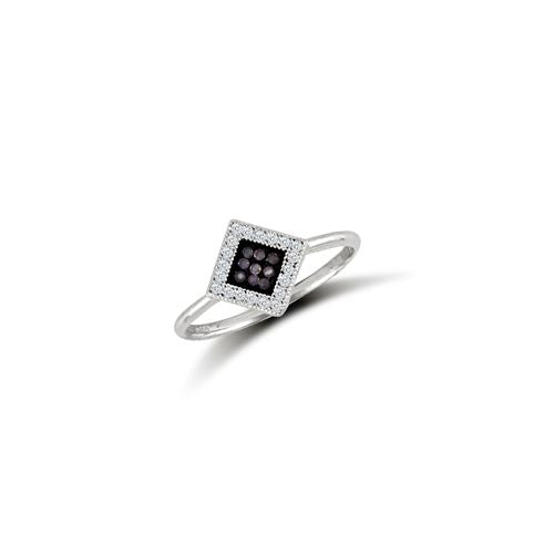 9ct White, Black & White Cubic Zirconia Ring