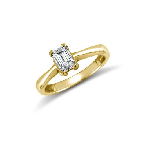 9ct Yellow Emerald Cut Cubic Zirconia Solitaire Ring