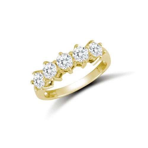 9ct Yellow Ladies Cubic Zirconia 5 Stone Ring