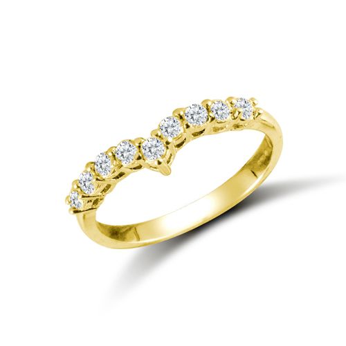 9ct Yellow Ladies Cubic Zirconia Wishbone Ring