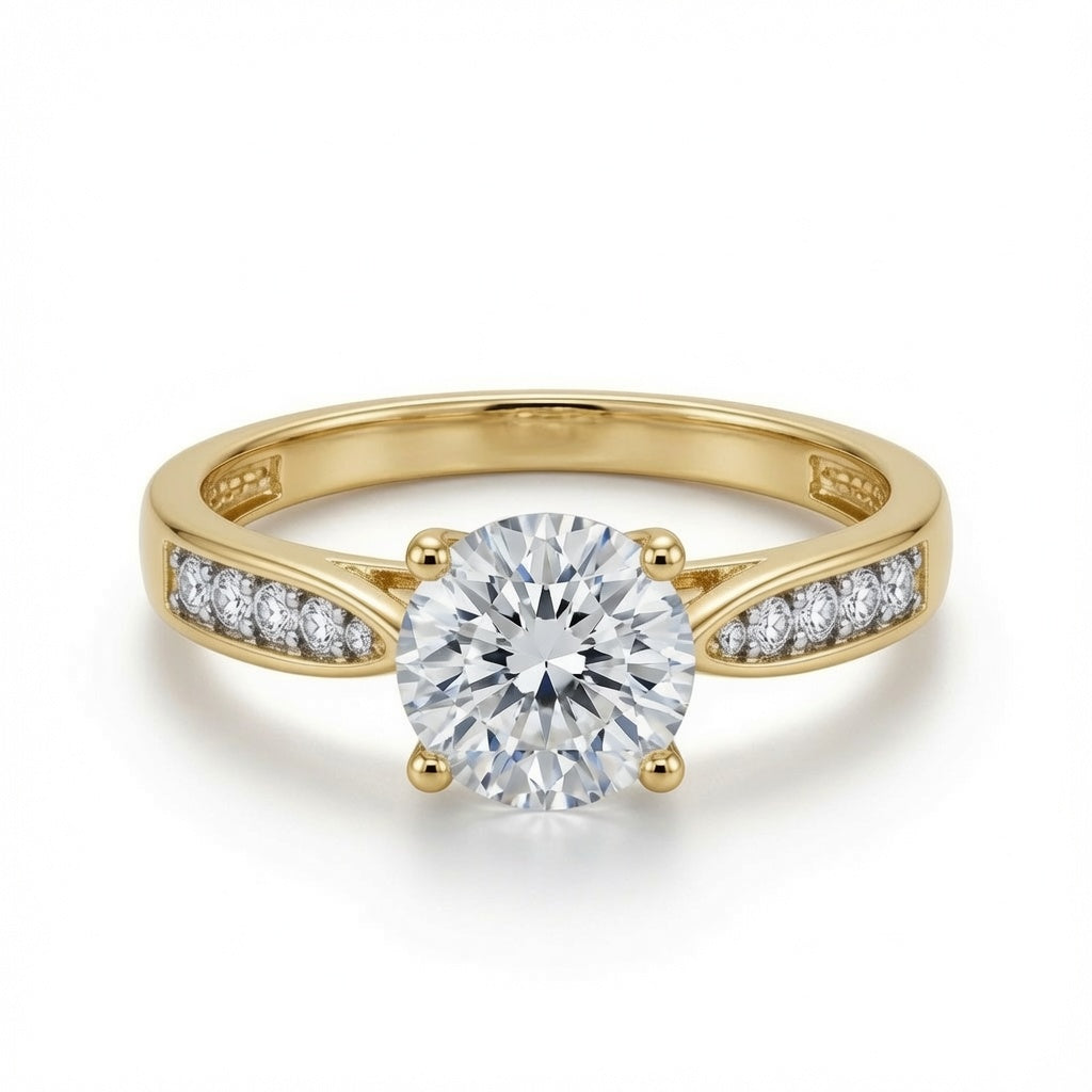 9ct Yellow Cubic Zirconia Ladies Dress Ring
