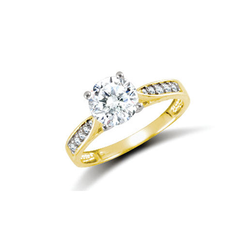9ct Yellow Cubic Zirconia Ladies Dress Ring