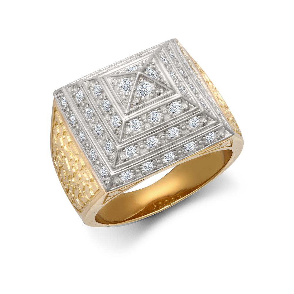 9ct Yellow Gold Half Ounce Cubic Zirconia Set Pyramid Ring