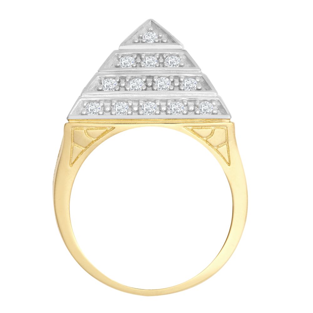 9ct Yellow Gold 1 Ounce Cubic Zirconia Set Pyramid Ring