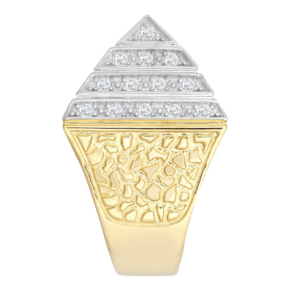 9ct Yellow Gold 1.5 Ounce Cubic Zirconia Set Pyramid Ring