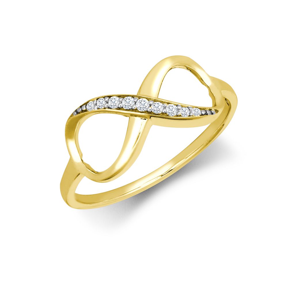 9ct Yellow Cubic Zirconia Set Infinity Ring