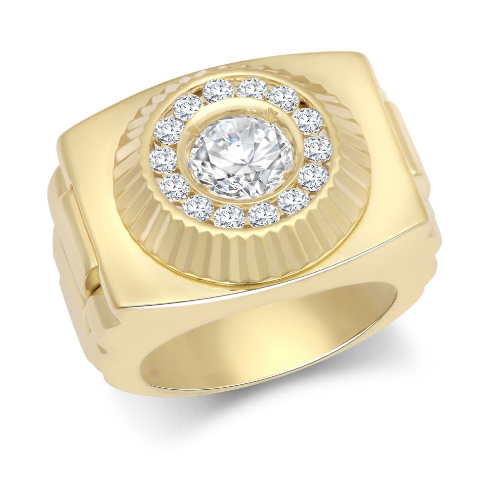 9ct Yellow Gold Cubic Zirconia Set Watch Strap & Bezel Ring