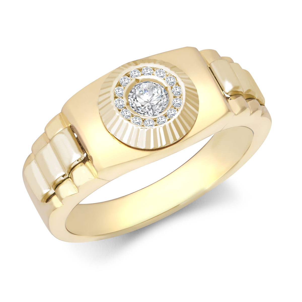 9ct Yellow Gold Cubic Zirconia Set Watch Strap & Bezel Ring