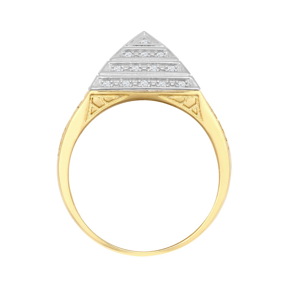 9ct Yellow Gold Cubic Zirconia Set Pyramid Ring