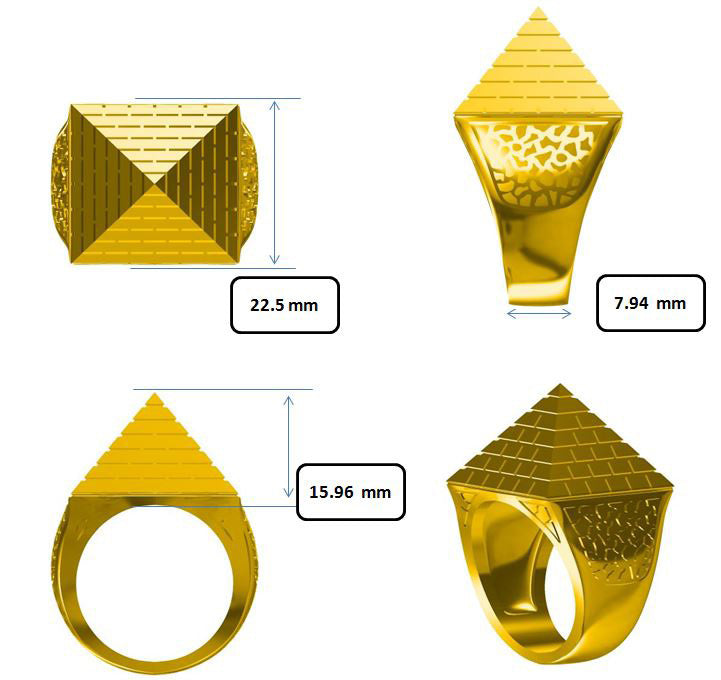 9ct Yellow Gold 1 Ounce Pyramid Ring