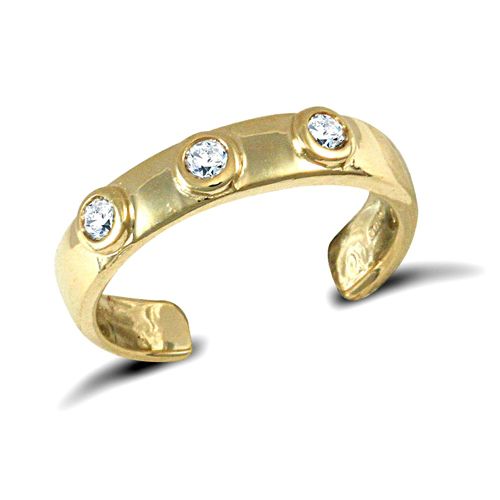 9ct Yellow Gold Cubic Zirconia Toe Ring