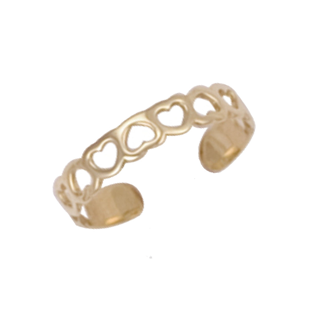 9ct Gold Hearts Toe Ring
