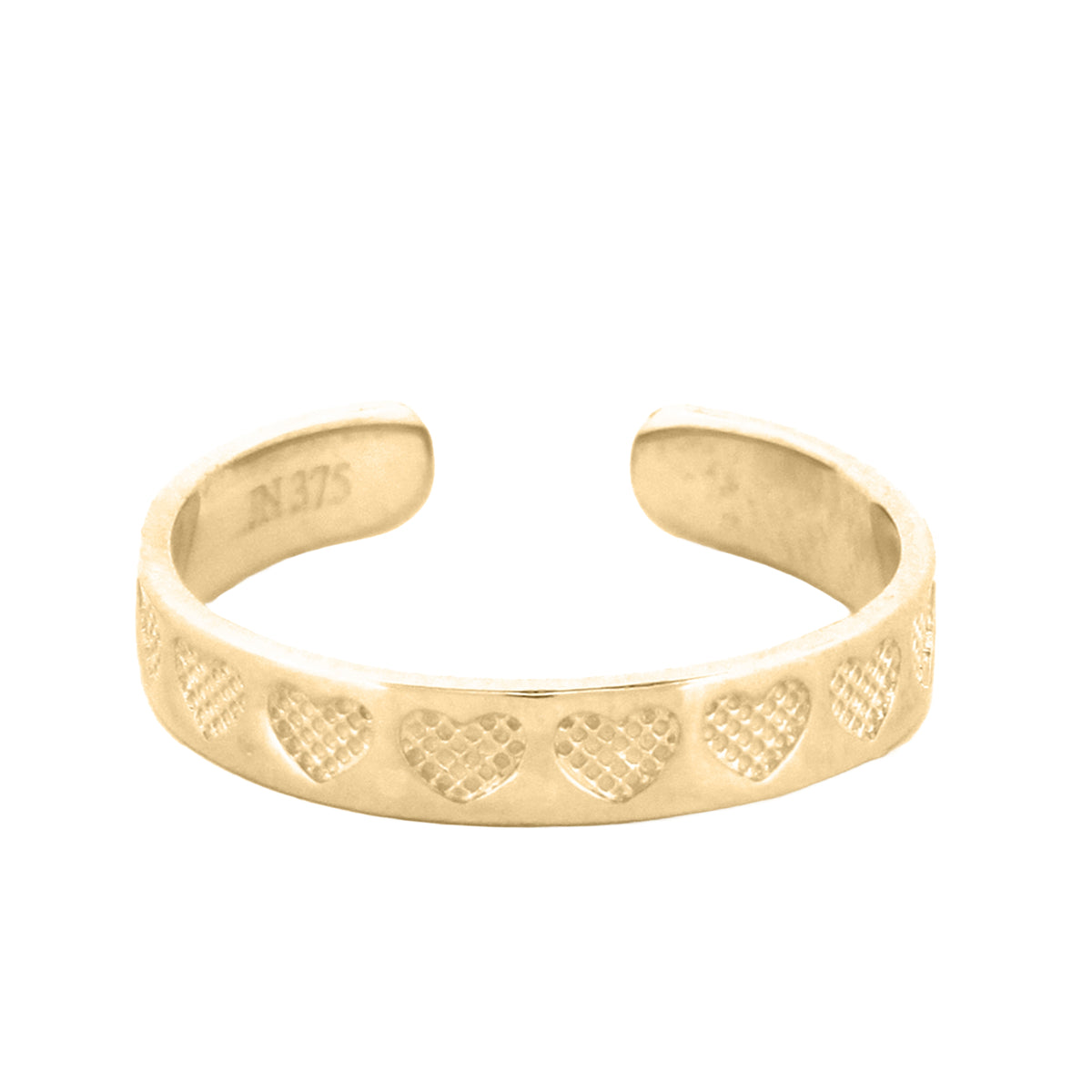 9ct Yellow hearts toe ring