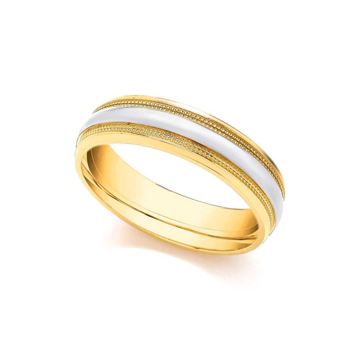 9ct Yellow and White Fancy Wedding Band