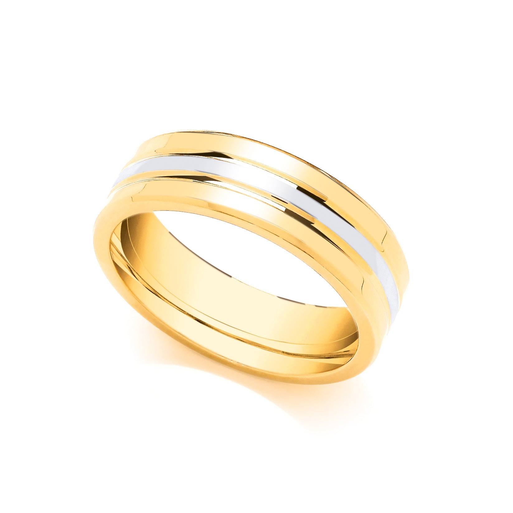 18ct Yellow and White Fancy 6mm Wedding Band