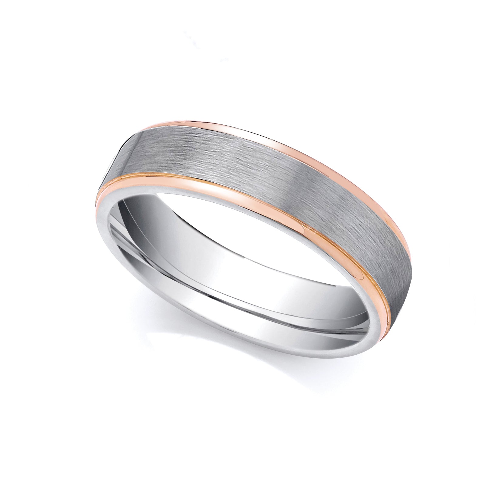 2 Colour 9ct Rose and White Fancy Wedding Ring