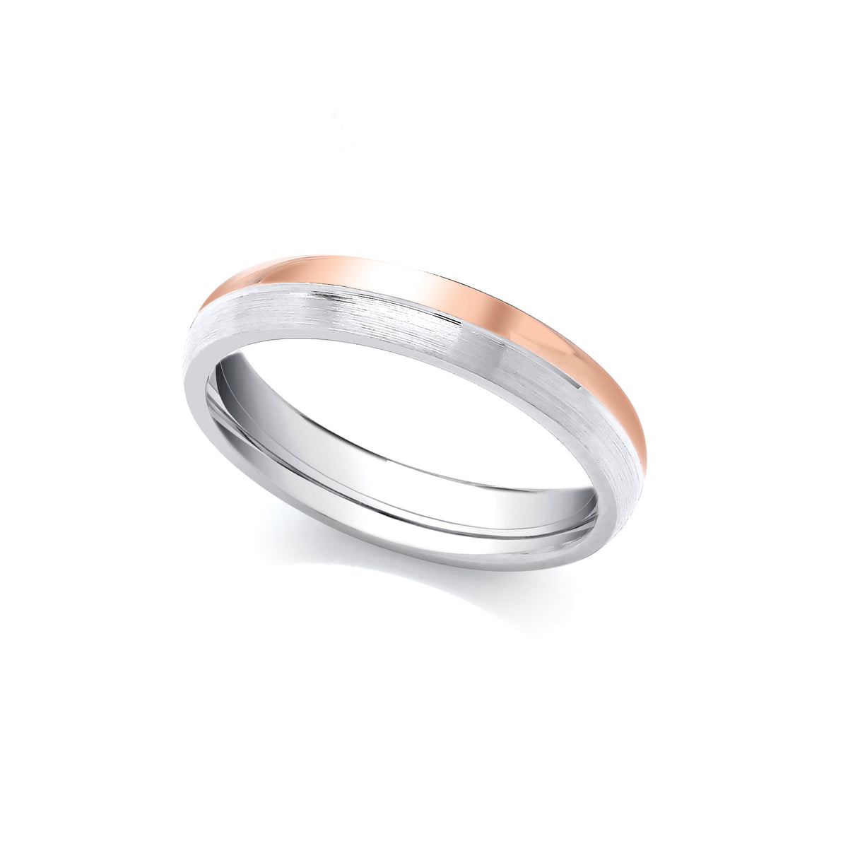 2 Colour 9ct Rose and White Fancy 4mm Wedding Ring